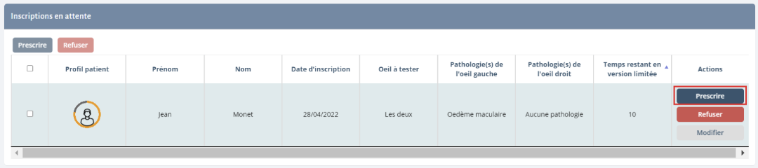 Valider une demande d’accès à OdySight d’un patient