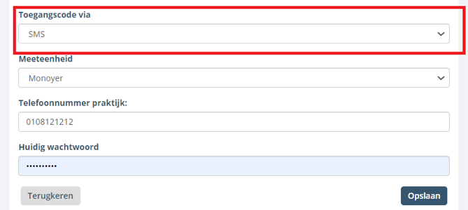 Hoe verander ik de ontvangstmethode van de 6-cijferige code?