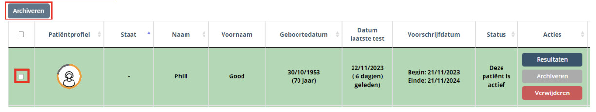 Een patiënt archiveren